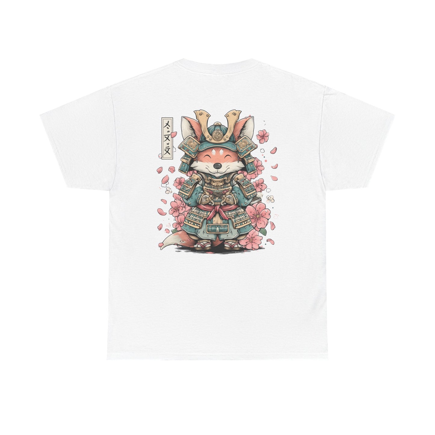 Samurai Fox T-Shirt - Cute Japanese Armor Design with Cherry Blossoms | Unisex Tee