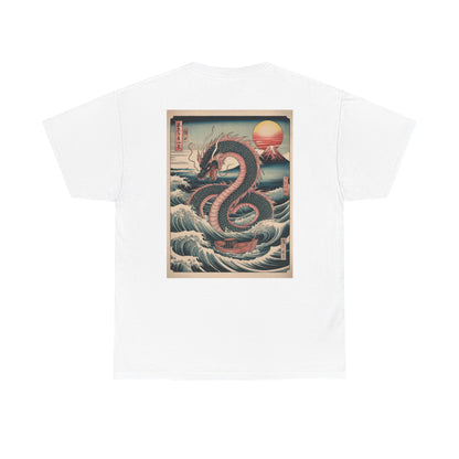 Dragon Wave T-Shirt - Vintage Japanese Serpent Sunset Tee