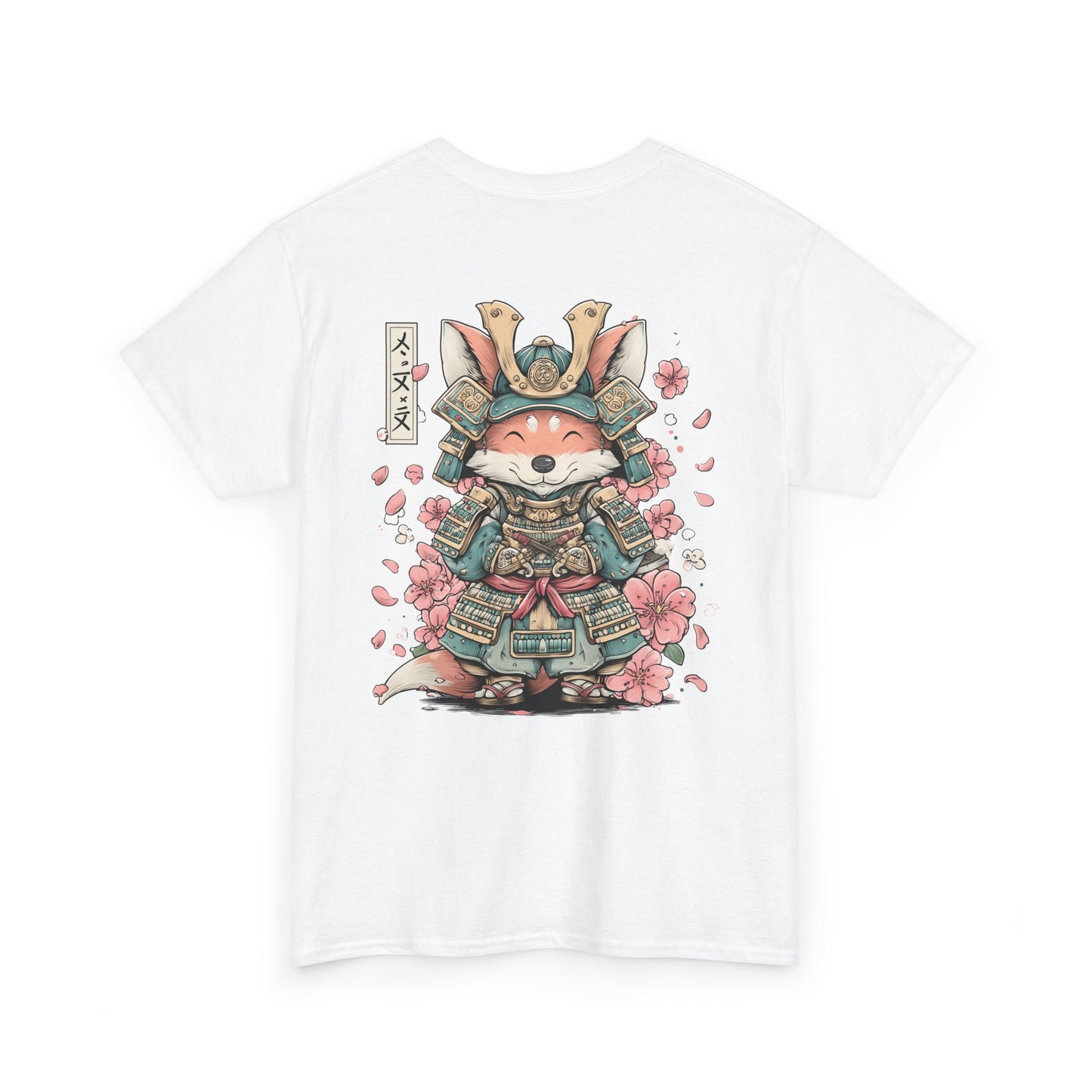 Samurai Fox T-Shirt - Cute Japanese Armor Design with Cherry Blossoms | Unisex Tee