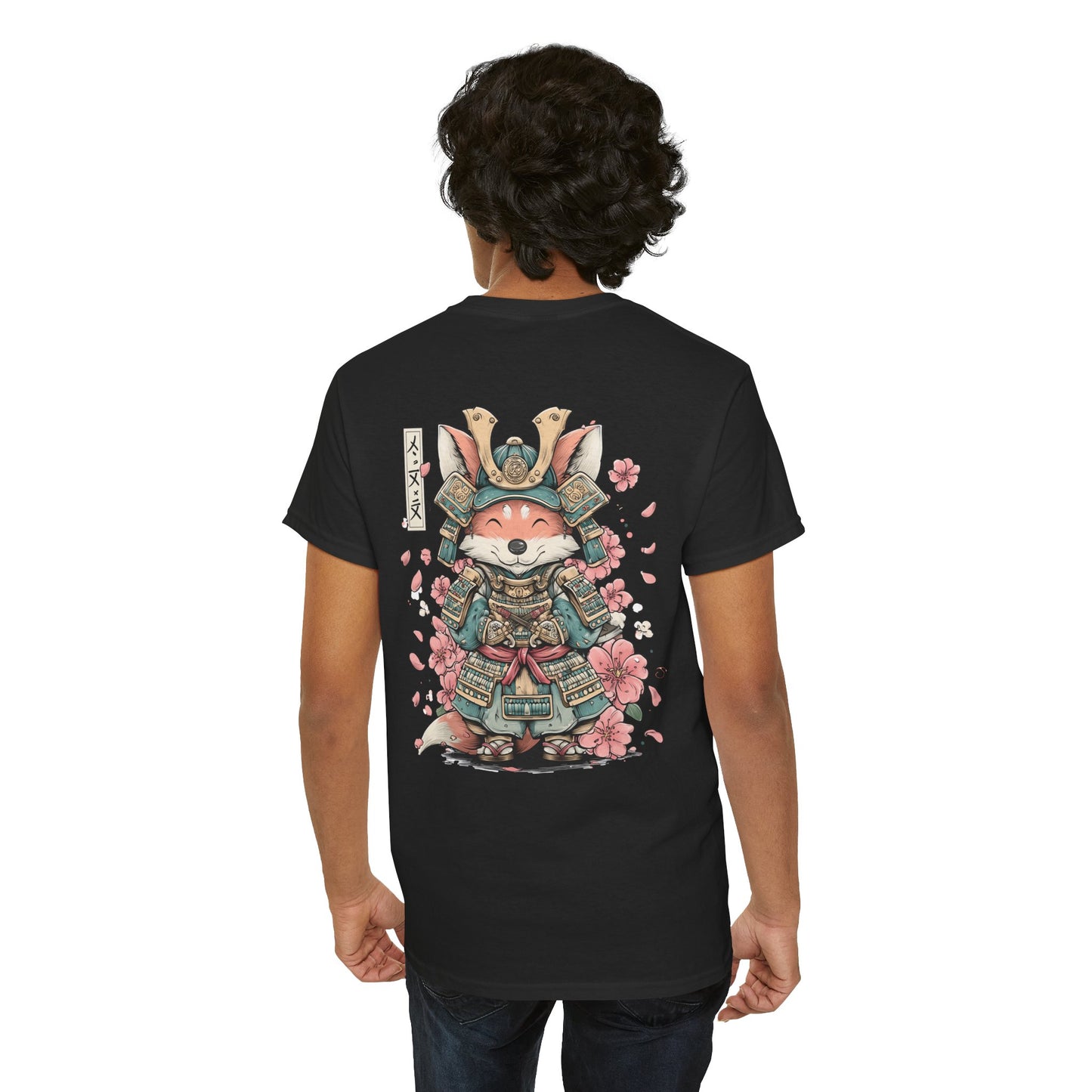 Samurai Fox T-Shirt - Cute Japanese Armor Design with Cherry Blossoms | Unisex Tee