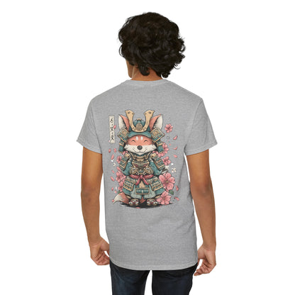 Samurai Fox T-Shirt - Cute Japanese Armor Design with Cherry Blossoms | Unisex Tee