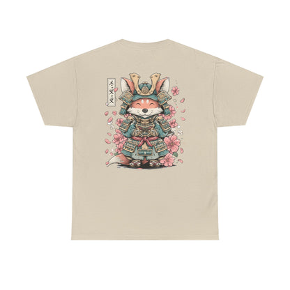 Samurai Fox T-Shirt - Cute Japanese Armor Design with Cherry Blossoms | Unisex Tee