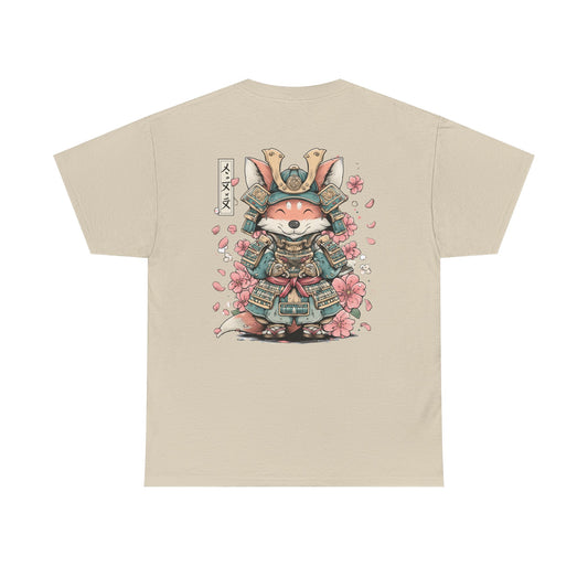 Samurai Fox T-Shirt - Cute Japanese Armor Design with Cherry Blossoms | Unisex Tee