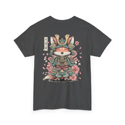 Samurai Fox T-Shirt - Cute Japanese Armor Design with Cherry Blossoms | Unisex Tee