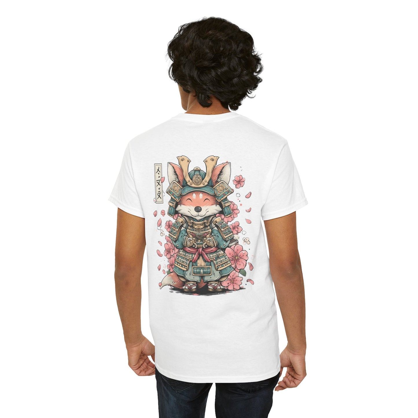 Samurai Fox T-Shirt - Cute Japanese Armor Design with Cherry Blossoms | Unisex Tee