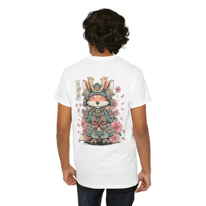 Samurai Fox T-Shirt - Cute Japanese Armor Design with Cherry Blossoms | Unisex Tee