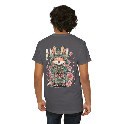 Samurai Fox T-Shirt - Cute Japanese Armor Design with Cherry Blossoms | Unisex Tee