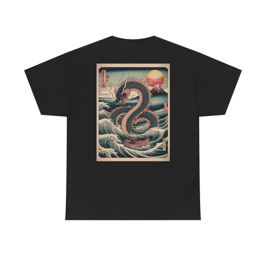 Dragon Wave T-Shirt - Vintage Japanese Serpent Sunset Tee