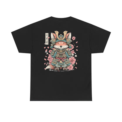 Samurai Fox T-Shirt - Cute Japanese Armor Design with Cherry Blossoms | Unisex Tee