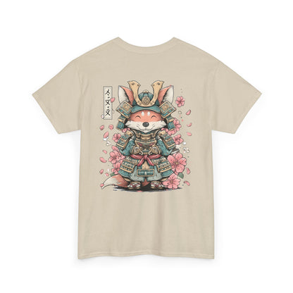Samurai Fox T-Shirt - Cute Japanese Armor Design with Cherry Blossoms | Unisex Tee