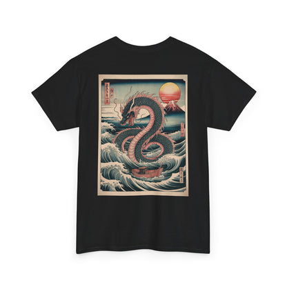 Dragon Wave T-Shirt - Vintage Japanese Serpent Sunset Tee