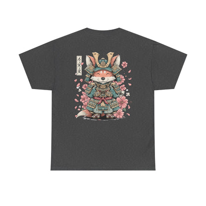 Samurai Fox T-Shirt - Cute Japanese Armor Design with Cherry Blossoms | Unisex Tee