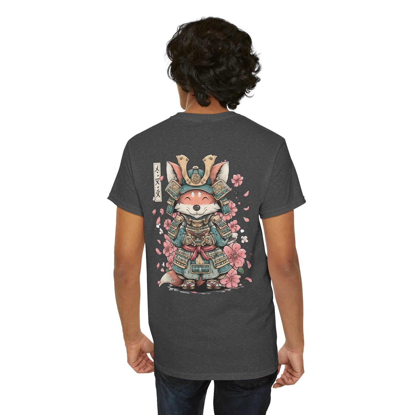 Samurai Fox T-Shirt - Cute Japanese Armor Design with Cherry Blossoms | Unisex Tee