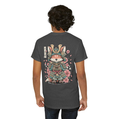 Samurai Fox T-Shirt - Cute Japanese Armor Design with Cherry Blossoms | Unisex Tee