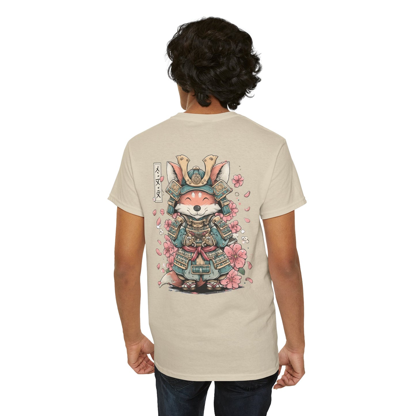 Samurai Fox T-Shirt - Cute Japanese Armor Design with Cherry Blossoms | Unisex Tee